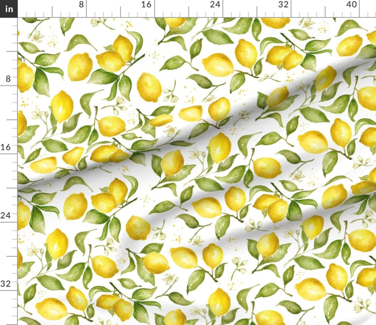 Various Fabrics by the Yard or Fat Quarter Lemon Blossoms Blossom Summer Fruit Kitchen Decor Custom Printed Fabric by Spoonflower